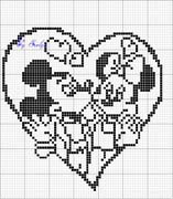 Schema punto croce Cuore-minnie-topolino