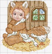 Schema punto croce Orsetto Contadino