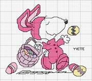 Schema punto croce Snoopy-pasqua