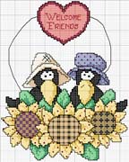 Schema punto croce Welcome-friends-cornacchie