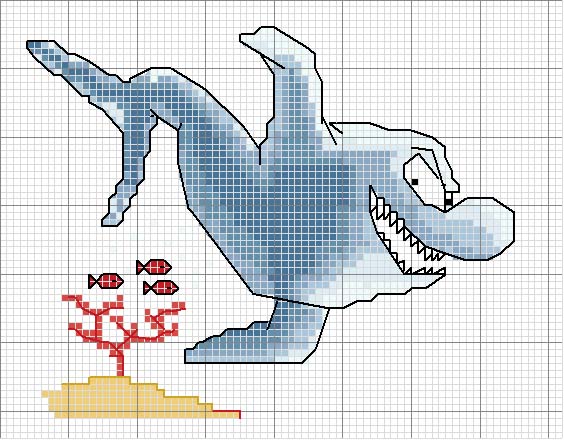 Schema punto croce Squalo