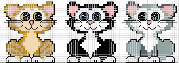 Schema punto croce Tre gatti