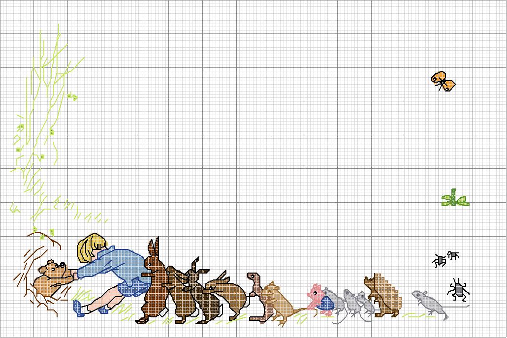 Schema punto croce Winnie nel buco 1