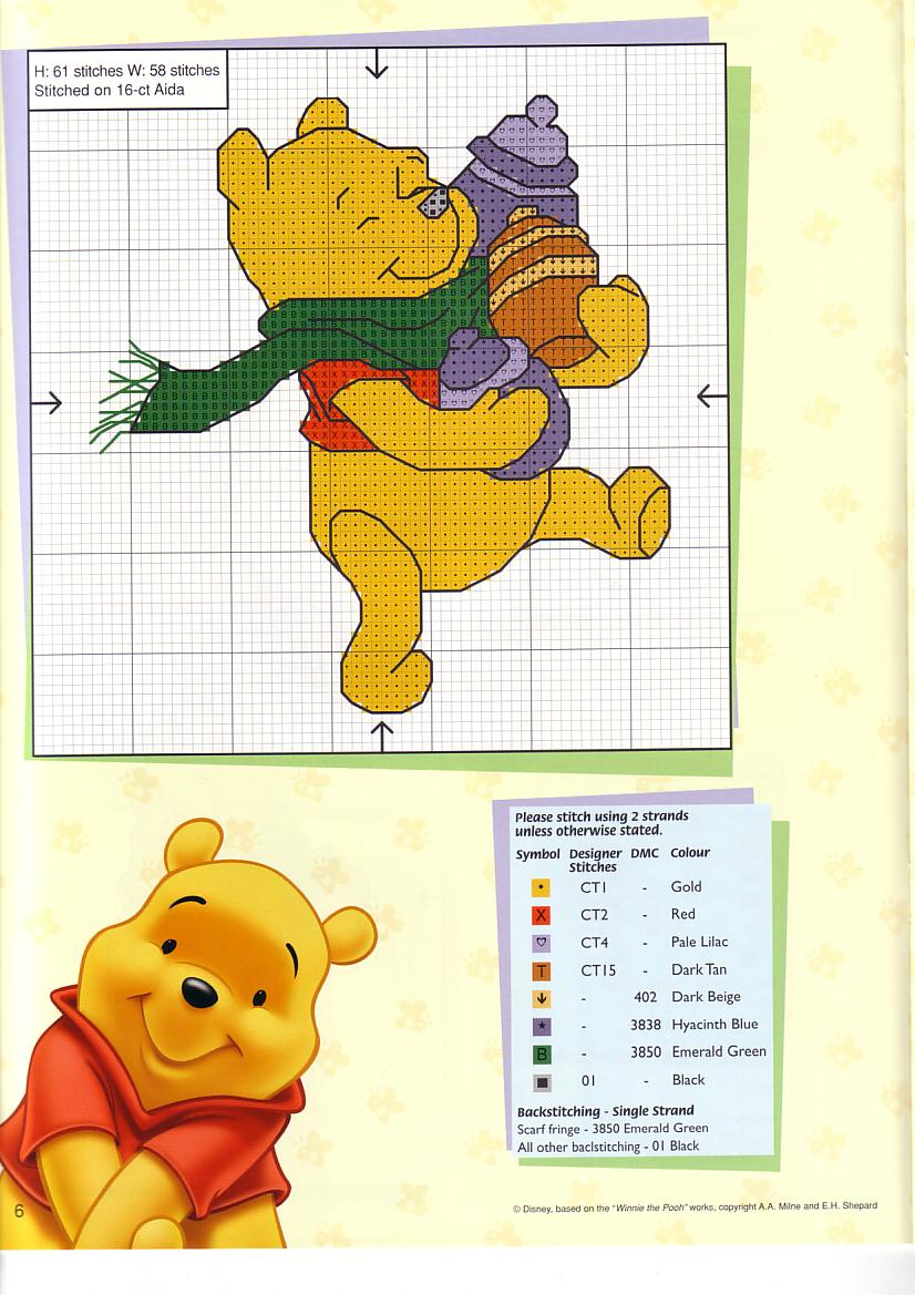 Schema punto croce Winnie sciarpa