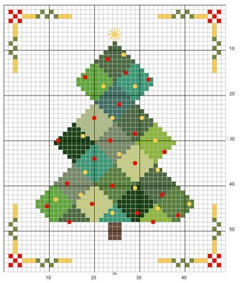 Schema punto croce Albero natale patchwork