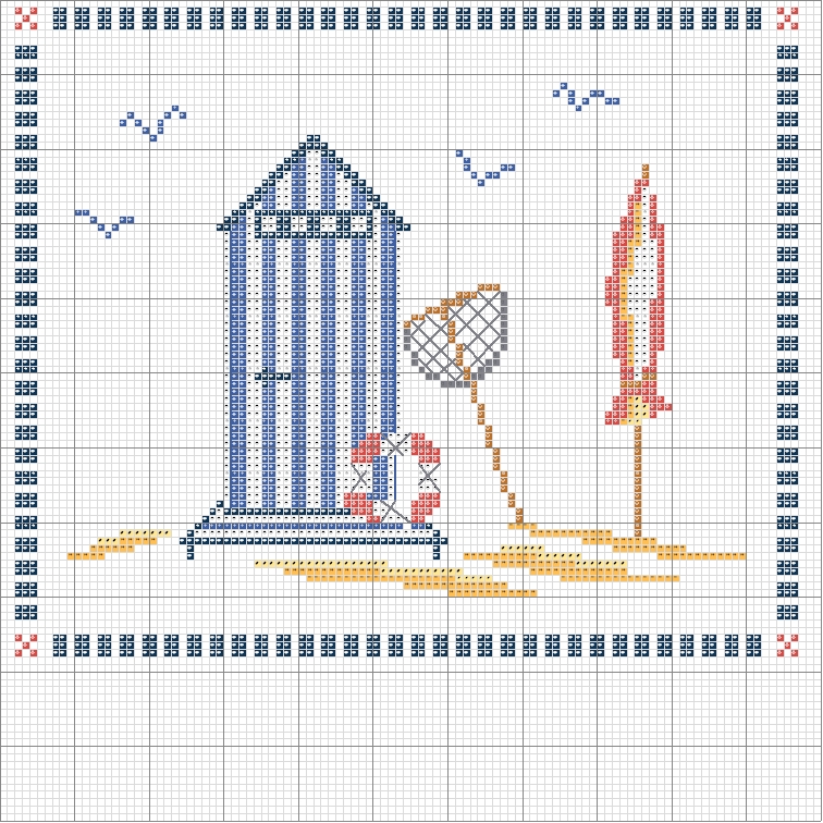 Schema punto croce Cabina mare