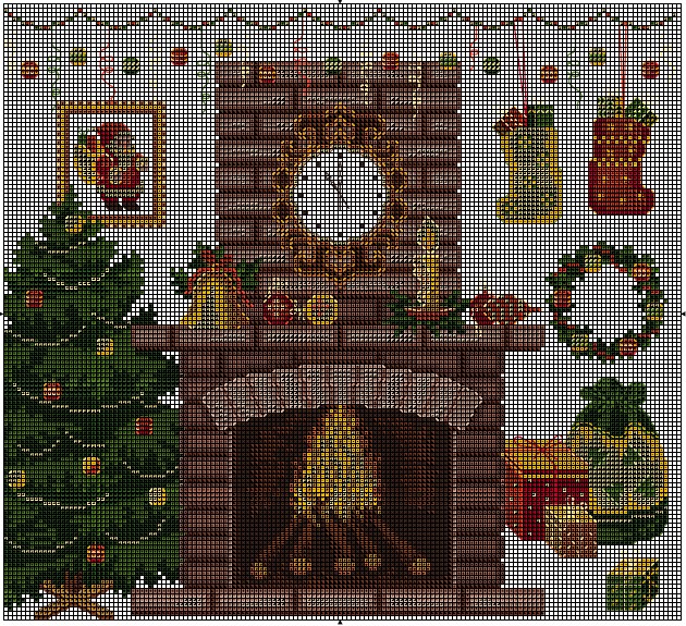 Schema punto croce Camino natalizio