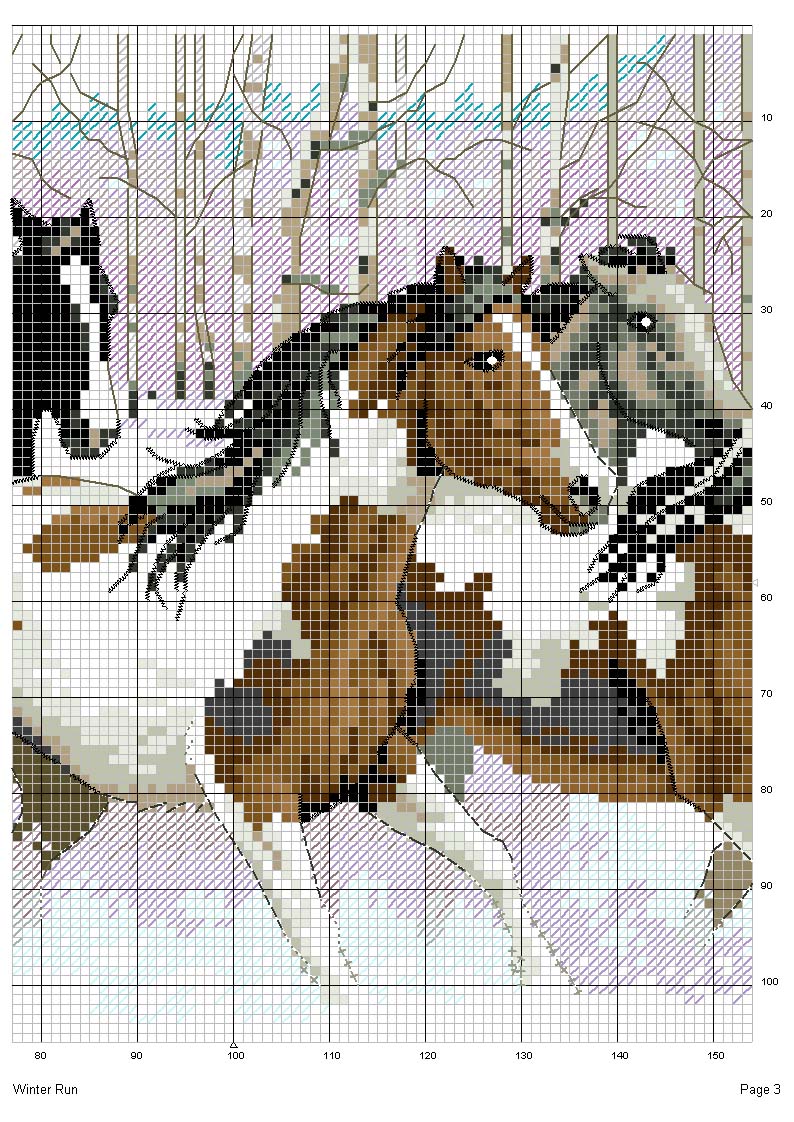 Schema punto croce Cavalli inverno 2