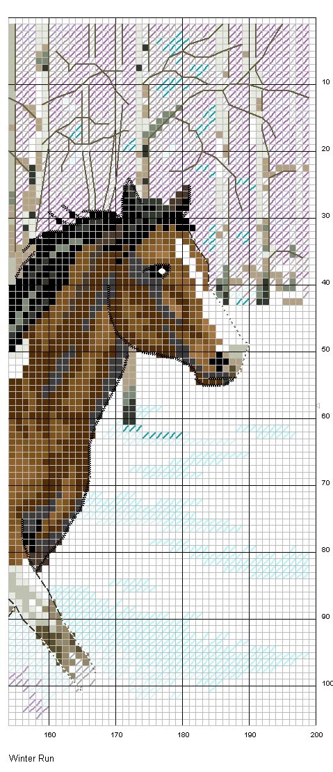 Schema punto croce Cavalli inverno 3