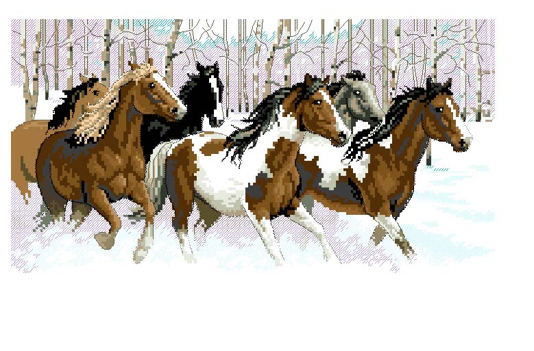 Schema punto croce Cavalli inverno