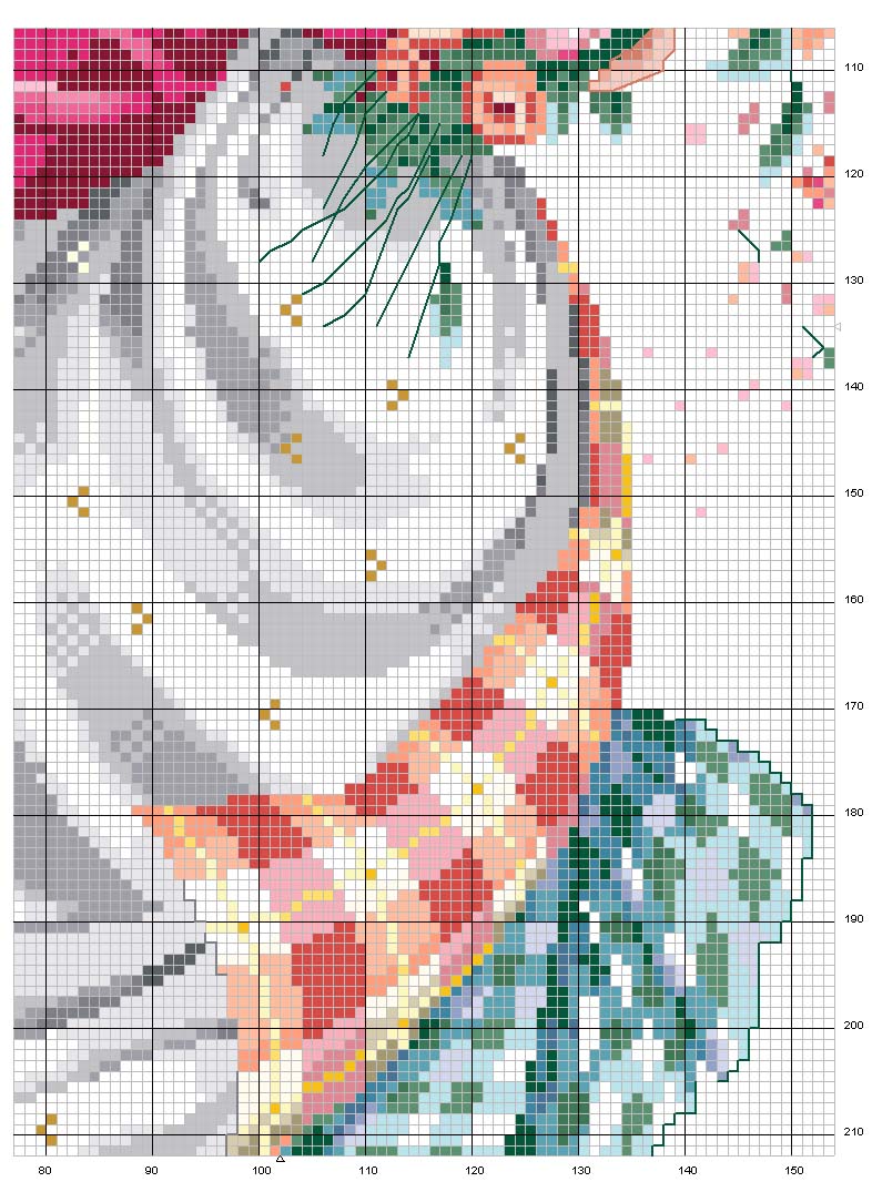 Schema punto croce Dama delle rose 5