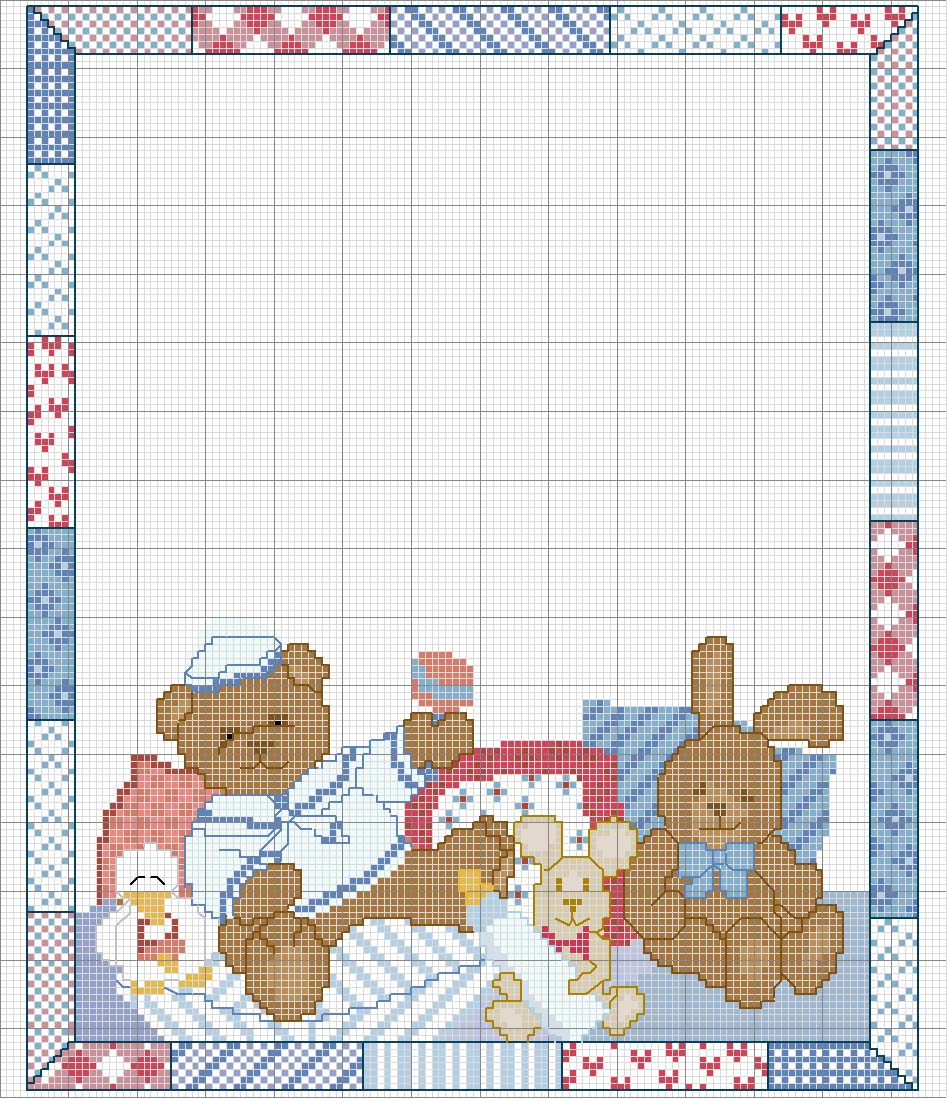 Schema punto croce Fiocco nascita animali