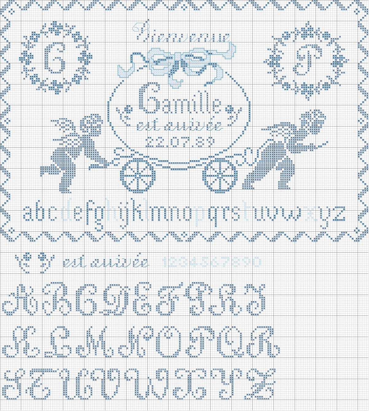 Schema punto croce Nascita maschietto