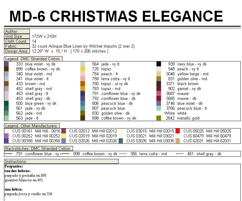 Schema punto croce Natale eleganza legenda