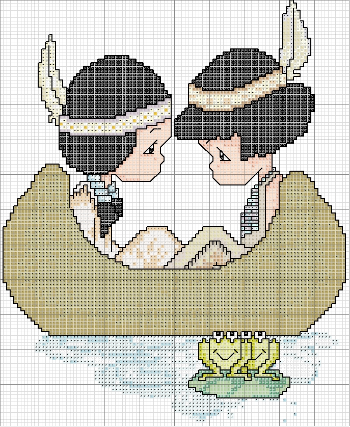 Schema punto croce Pm indiani in canoa