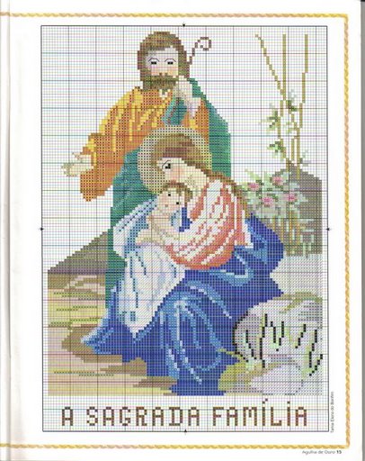 Schema punto croce Sacra famiglia