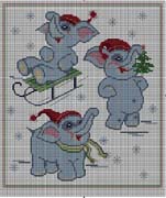 Schema punto croce Elefantini Giocano