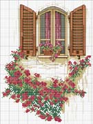 Schema punto croce Finestra Con Rose