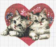 Schema punto croce Gatti Nel Cuore