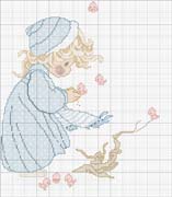 Schema punto croce Pm Ragazza Con Uccellini