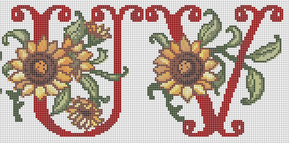 Schema punto croce U v girasole