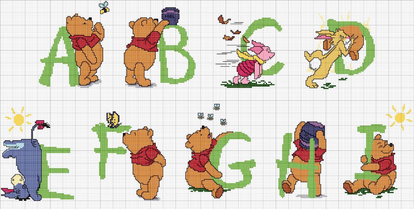 Schema punto croce Alfabeto Winnie1