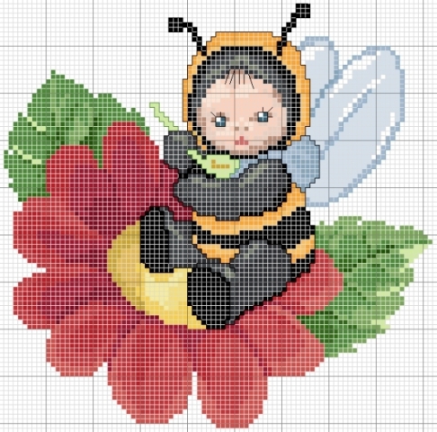 Schema punto croce Ape fiore