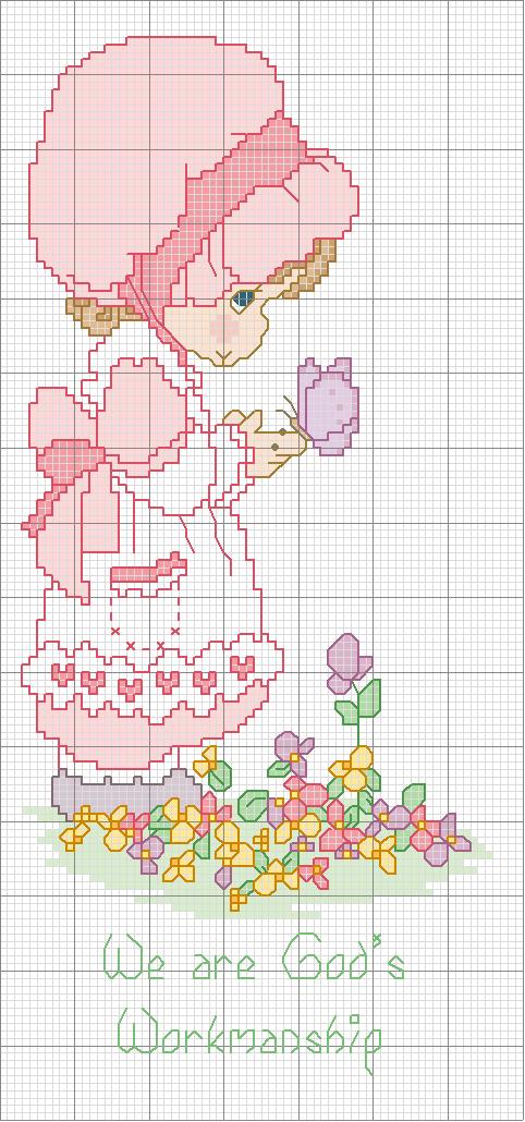 Schema punto croce Bambina farfallina