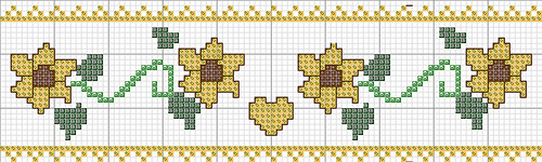 Schema punto croce Bordo girasole2