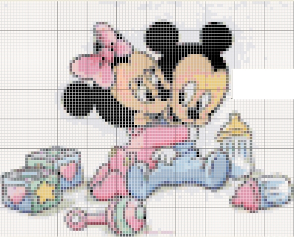 Schema punto croce Minnie topoloni