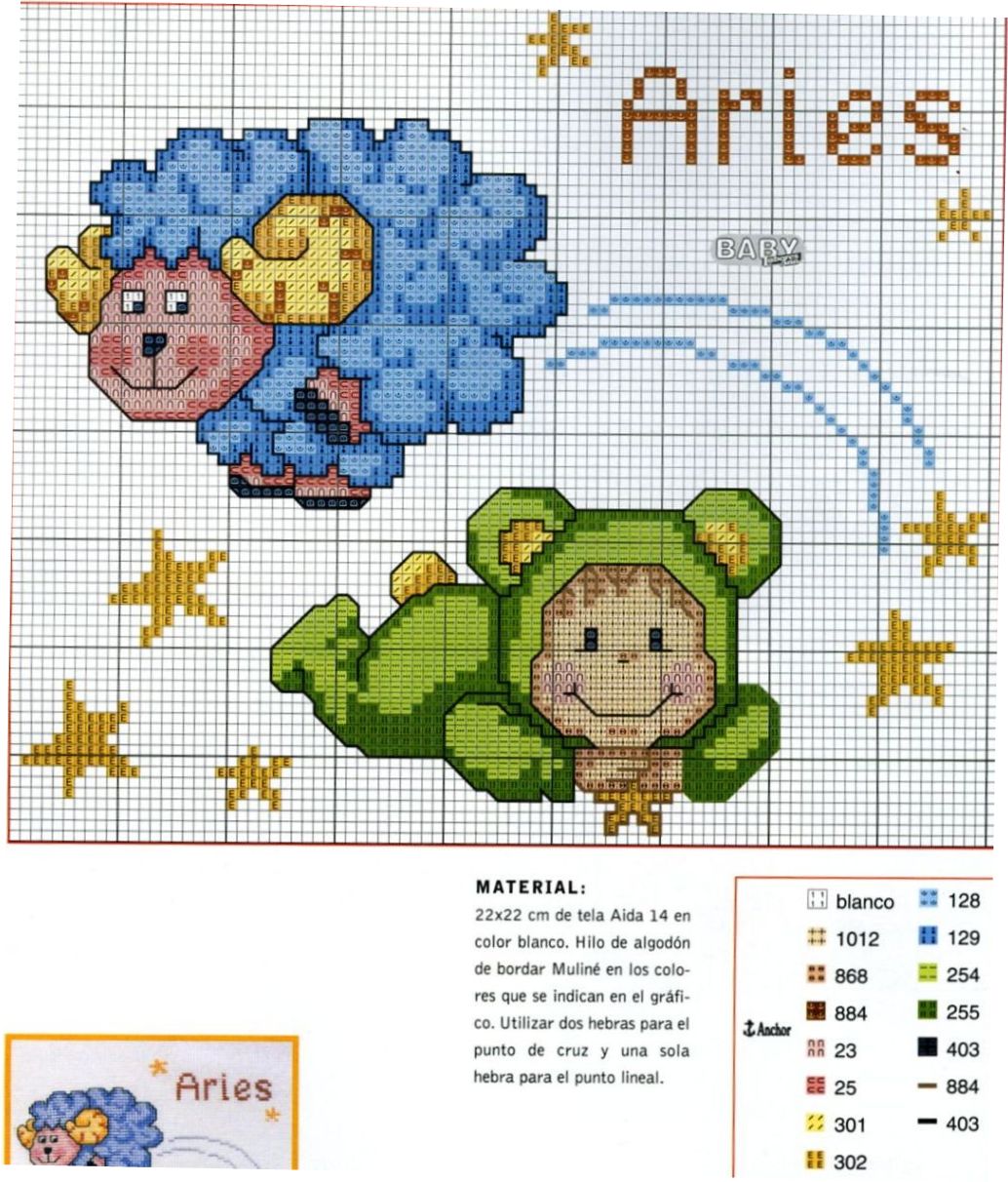 Schema punto croce Oroscopo ariete