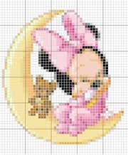 Schema punto croce baby minnie luna