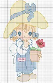 Schema punto croce bambina con papavero