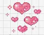 Schema punto croce Cuori