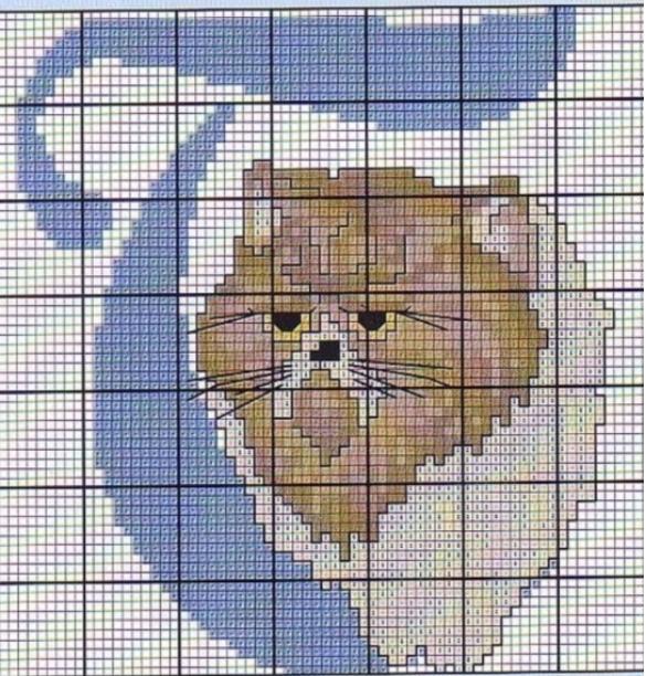 Schema punto croce T gatto