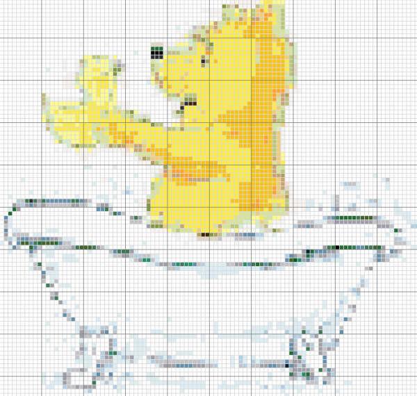 Schema punto croce Winnie nella vasca