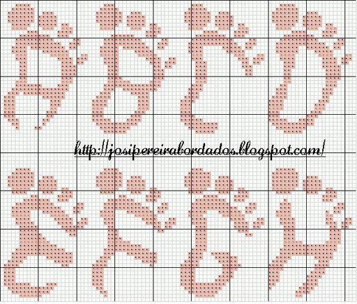 Schema punto croce Alfabeto piede 1