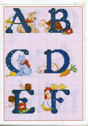 Schema punto croce Alfabeto animaletti 1