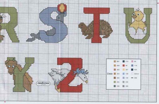 Schema punto croce Alfabeto animali 4