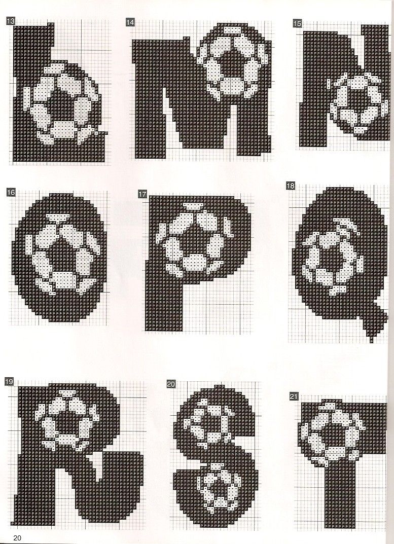 Schema punto croce Alfabeto calcio 2