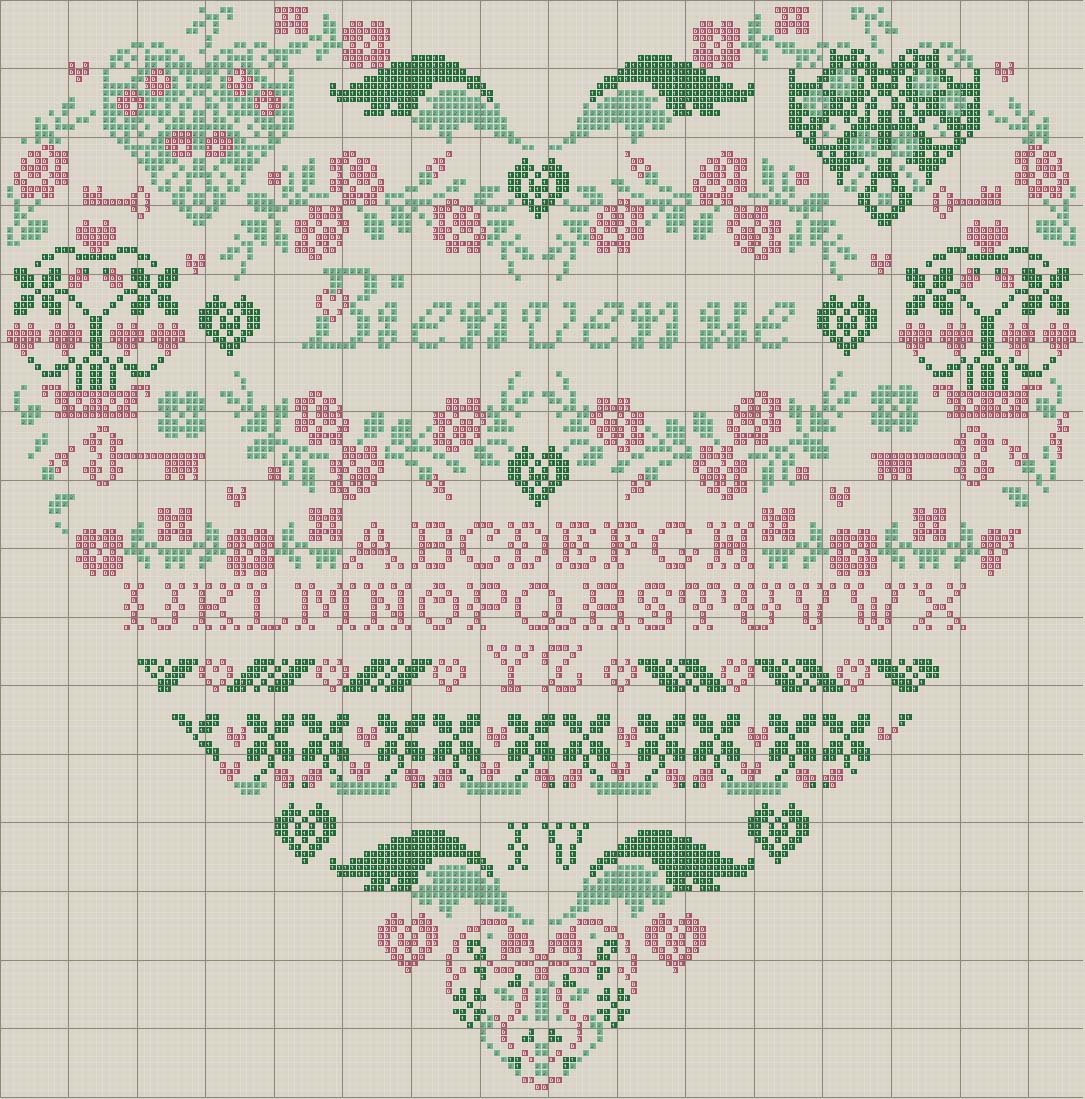 Schema punto croce Alfabeto cuore 3