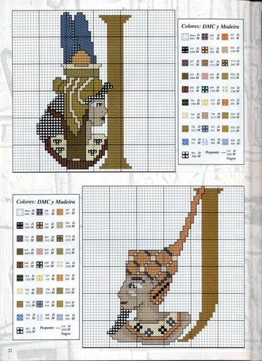 Schema punto croce Alfabeto egizio ij