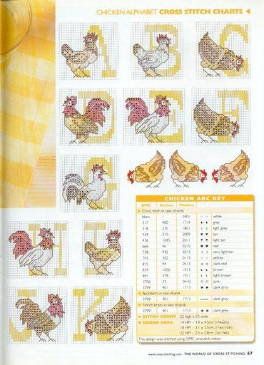 Schema punto croce Alfabeto galli 1