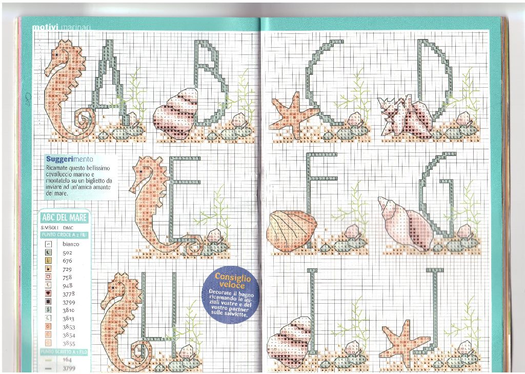 Schema punto croce Alfabeto ippocampo 1