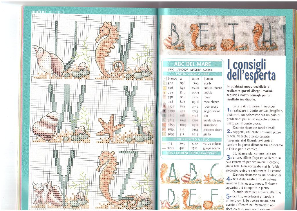 Schema punto croce Alfabeto ippocampo 3