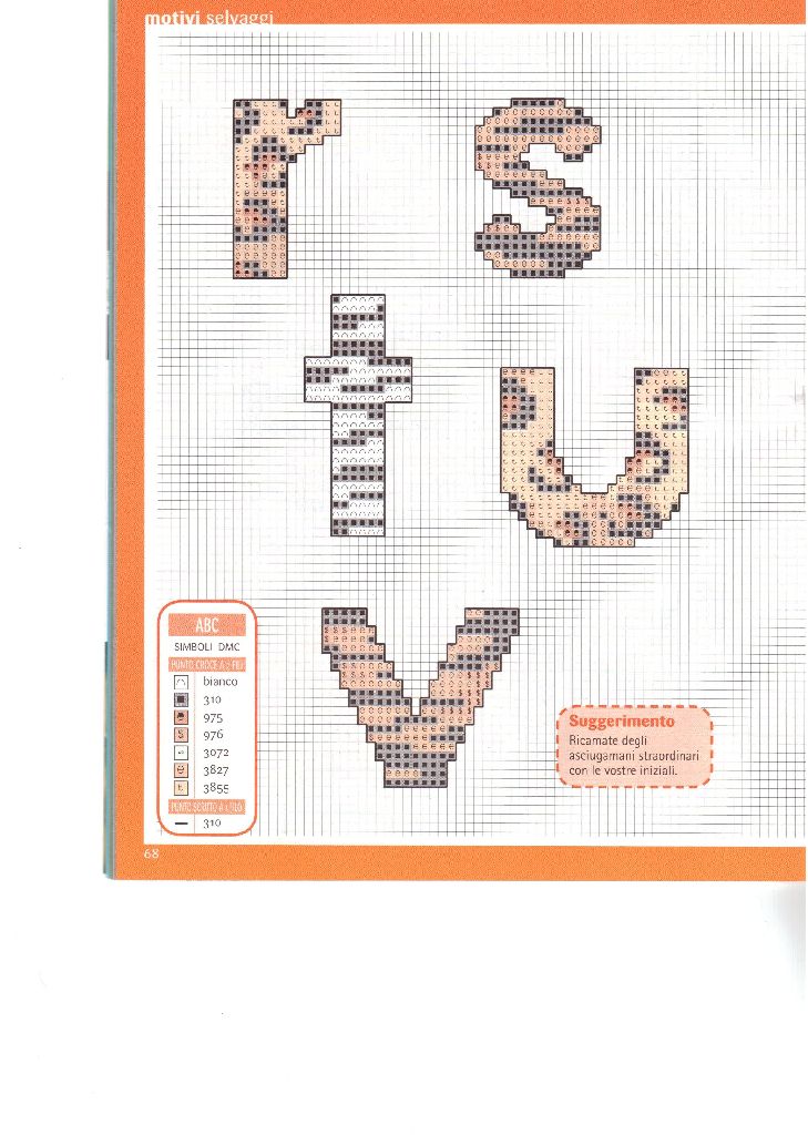 Schema punto croce Alfabeto zebrato 5