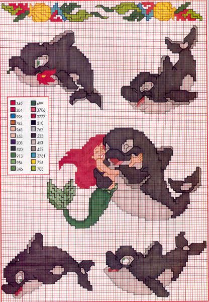 Schema punto croce Ariel delfino