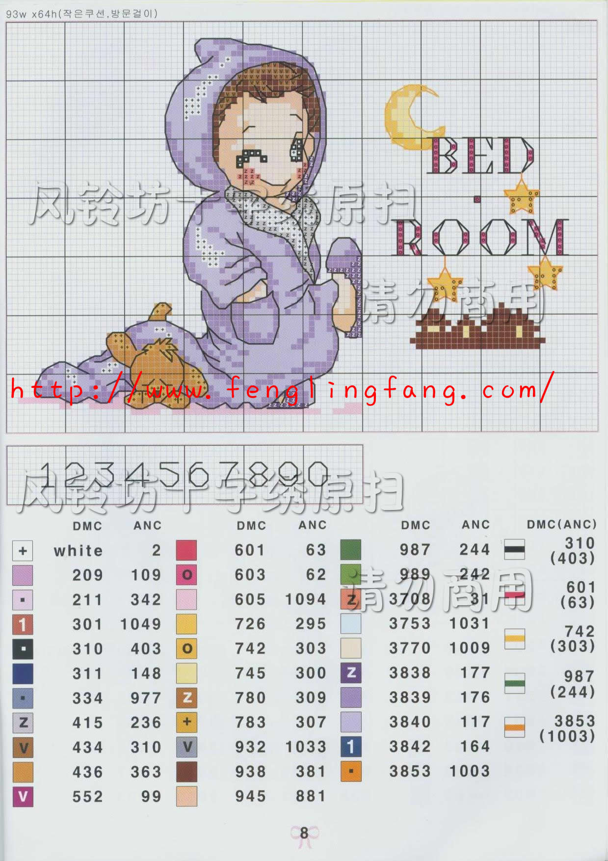 Schema punto croce Baby bed room