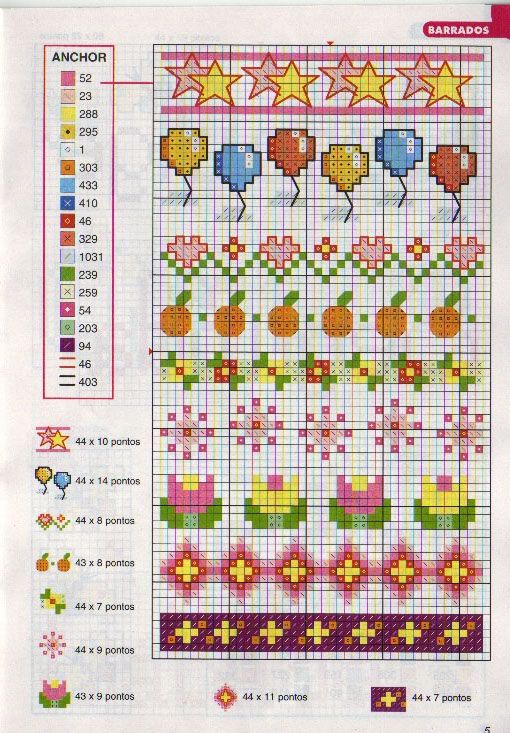 Schema punto croce Barre bordi