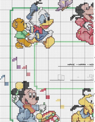 Schema punto croce Cornice baby disney 1
